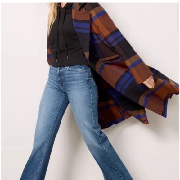 Avec Les Filles Plaid Pattern Coat in Blue | NWOT | Size XS - Picture 5 of 16